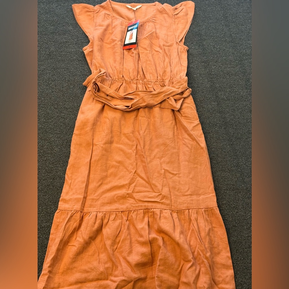 Women’s Briggs New York Sleeveless Linen Blend Rust Dress